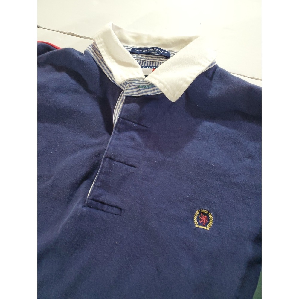 Vintage Tommy Hilfiger Crest Colorblock Long‎ Sleeve Polo Shirt Size L